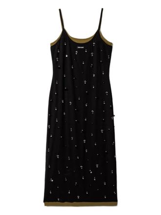 Miu Miu embroidered stretch midi dress - women - Silk/Spandex/Elastane - 36 - Black