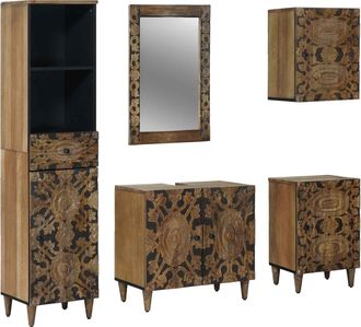 vidaXL Juego De Muebles De Ba&ntilde;o 5 Uds. Marr&oacute;n 62 X 33 X 58 Cm Vidaxl