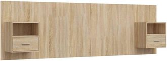 vidaXL Cabecero De Cama Con Mesitas Madera Contrachapada Roble Sonoma Vidaxl