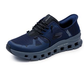 Skechers Slip-On Sneaker SKECHERS GLIDE-STEP PRO, Herren, Gr. 47,5, blau (navy, dunkelgrau), Textil, Schuhe Slip-On Sneaker, Laufschuh, Trainingsschuh mit flex