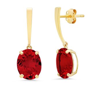 MAX + STONE 14k Yellow or White Gold 10x8mm Oval Cut Gemstone Drop Dangle Earrings