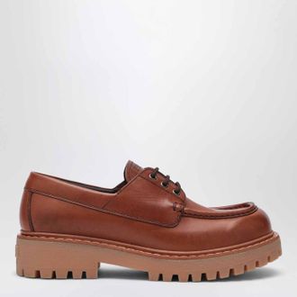 Prada Mocassini stringati in pelle cognac
