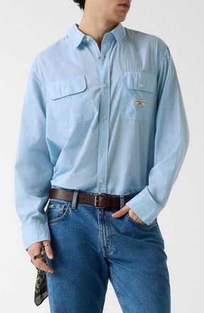 Guess Boxi Cotton Button-Up Shirt in Open Blue at Nordstrom, Size Xx-Large