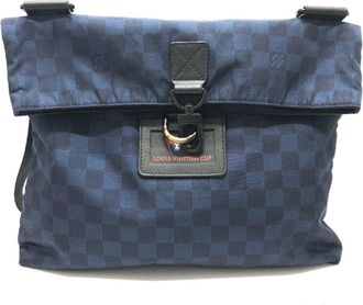 Louis Vuitton Damier Black Navy Nylon Shoulder Bag (Pre-Owned)