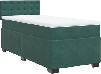 vidaXL Box Spring Bed with Mattress Dark Green 90x200 cm Velvet Vidaxl