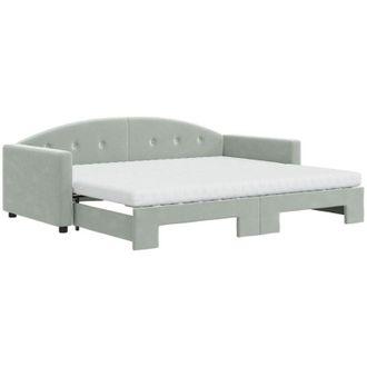 vidaXL Vidaxl - Sof&aacute; Cama Nido Con Colch&oacute;n Terciopelo Gris Claro 90x190 Cm