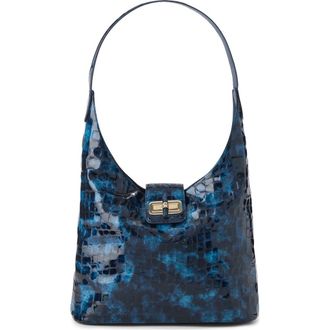 Brahmin Gwynne Croc Embossed Leather Shoulder Bag in Ultramarine at Nordstrom