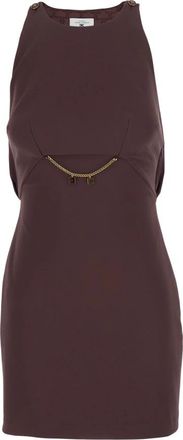 Elisabetta Franchi Mini-jurk met kettingdetails - Dames - Korte kleedjes - Rood - XS - Polyester - Kleedjes