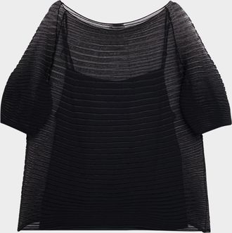 Lafayette 148 New York Sheer Harmonica-Pleated Sweater