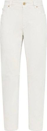 Brunello Cucinelli Off White Straight Leg Trousers, Brand Size 48 (US Size 14)