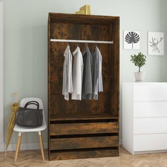 vidaXL Vidaxl - Armario Madera Contrachapada Color Roble Ahumado 100x50x200 Cm