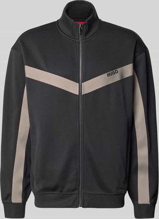 HUGO BOSS Relaxed Fit Sweatjacke mit Baumwoll-Anteil Modell DARTI in Black, Gr&ouml;&szlig;e XXL