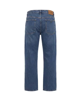 Emporio Armani Straight-Leg Stretch-Cotton Denim Jeans - Blue