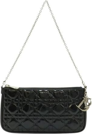 Dior Pre-owned Clutches, female, Black, Size: ONE SIZE Pre-owned Lady Dior Patent Leather Shoulder Bag
