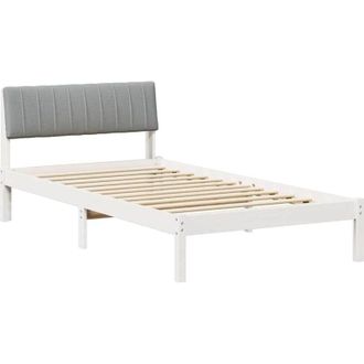 vidaXL Bed frame White and light grey 100 x 200 cm Solid pine wood vidaXL