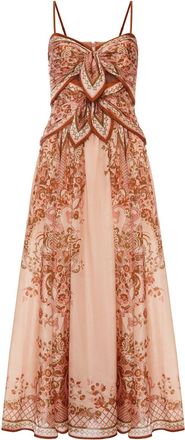 Zimmermann ASTER SILK MIDI DRESS WITH CUT-OUT INSERT AND BOWS - Zimmermann - Woman