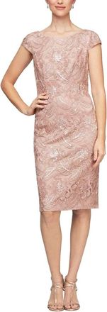 Alex Evenings Knee Length Dress In Rose Gold