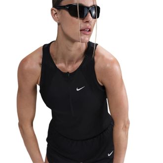 Nike Dames/Dames Run Zip Neck Vest Top (Zwart)