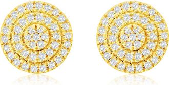 Suzy Levian Pavé Diamond Round Stud Earrings in Yellow Gold at Nordstrom Rack