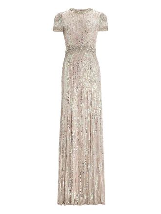 Jenny Packham sequin-embellished CELESTE dress - women - Nylon - 16 - Grey
