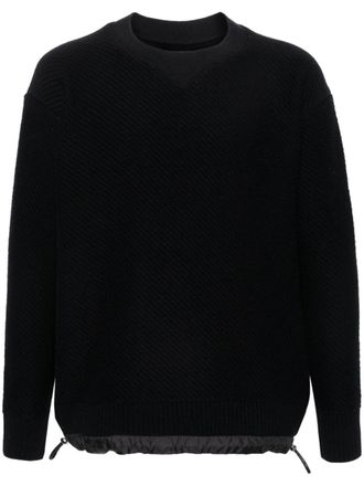 sacai drawstring-hem ribbed-knit jumper - men - Wool/Polyester/Nylon/Cotton - 2 - Black