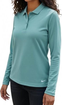 Nike Womens Long Sleeve Polo In Aqua