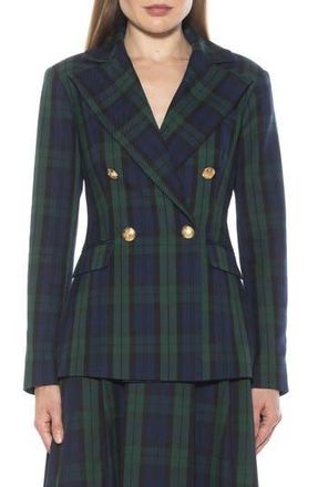 Alexia Admor Double Breasted Jacket in Green Plaid at Nordstrom Rack, Size 2