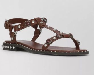 Ash studded ankle strap leather flat sandals