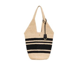 Anine Bing Tote Bags, female, Beige, Size: ONE SIZE Leah Stripes Hobo Raphia