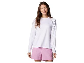 Columbia Tidal T-Shirts Ii Long Sleeve Womens Clothing White/Cirrus Grey : 2XL, Polyester