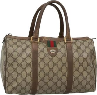 Gucci Pre-owned Handbags, female, Beige, Size: ONE SIZE Pre-owned Vintage GG Canvas Boston Bag