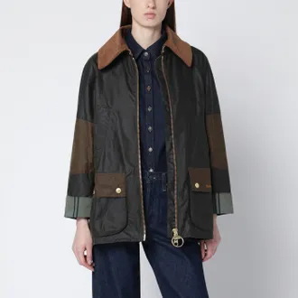 Barbour Allerston Waxed Jacket In Olive Green Color Block