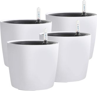 OEM Juego De 4 Macetas De 18 Cm (7 Pulgadas) Con Autorriego E Indicador De Nivel De Agua, Macetas Modernas Y Decorativas Para Plantas De Interior, Flores,