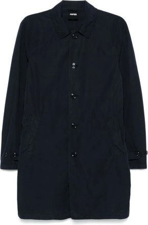 Aspesi Enkelrij jas met wijde kraag - Heren - Mantel - Blauw - 2XL - Polyester - Jassen