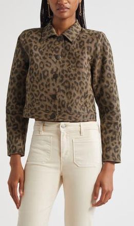 L'agence Marla Leopard Print Crop Cotton Jacket in Tan Multi Leopard at Nordstrom Rack, Size X-Small
