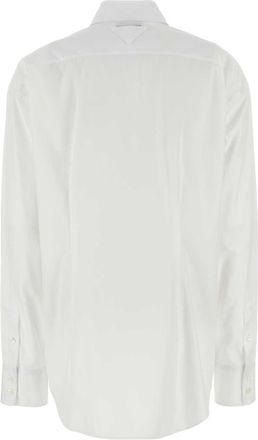 Prada Womens Poplin Shirt White Crystal Brass Trochus