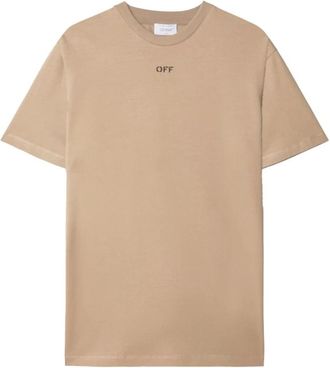 Off-white Off Stitch T-Shirt - Heren - T-shirts - Beige - XL - Katoen - Tops