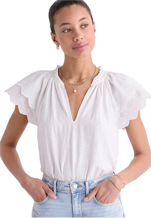 Vineyard Vines Adare Eyelet Top Womens Blouse White Cap : SM, Cotton