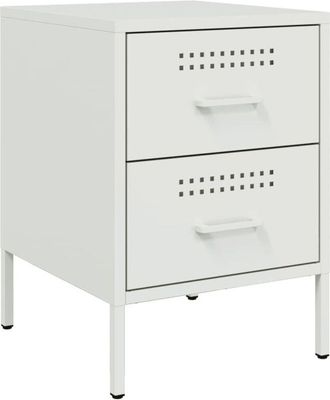 vidaXL Bedside Cabinet White 36x39x50.5 cm Steel Vidaxl