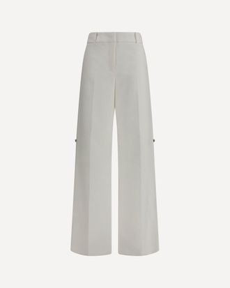 Fendi Pantaloni in cotone con logo ricamato Woman 40