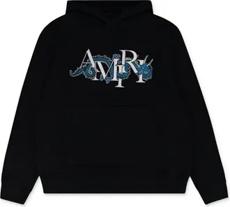Amiri Black CNY Stacked Dragon Logo Hoodie