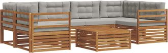 vidaXL Conjunto De Sof&aacute;s De Exterior 7 Uds. Gris Natural Y Claro Vidaxl