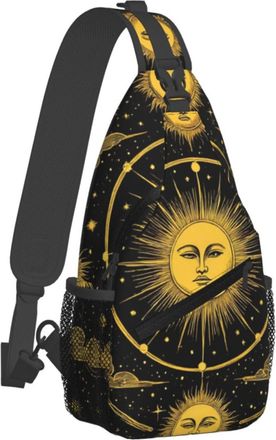 Generic Unisex Crossbody Sling Bag Sun Crescent Moon Stars Astrology Tarot Cards Sling Backpack Anti Theft Shoulder Bags for Outdoor Running Sports