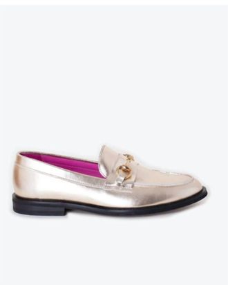 Vilagallo Womens Metallic Loafers In Gold