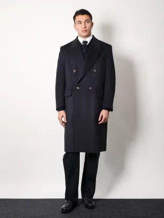 Hev&ograve; Mens Cashmere Coat Martinafranca Blue