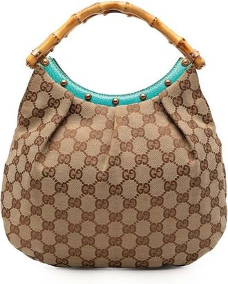 Gucci Pre-owned Gucci Studded GG Canvas Bamboo Hobo Ladies 124297 205118