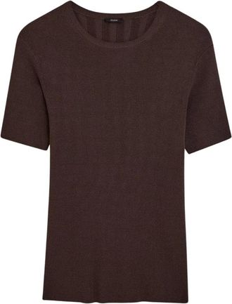Joseph Satijnen Ribgebreide Top - Dames - T-shirts - Bruin - L - Satijn - Tops