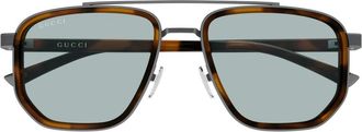 Gucci Sunglasses, male, Brown, Size: 55 MM Double-Bridge Aviator Sunglasses