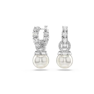 Swarovski Elegante Zilveren Matrix Kristal Oorbellen - Dames - Oorbellen - Grijs - ONE Size - Accessoires