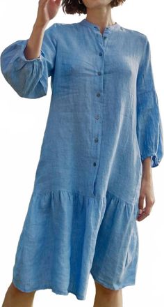0039 Italy Mila Linen Dress In Light Blue